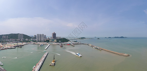 珠海日月贝广东珠海港游轮码头全景长片背景