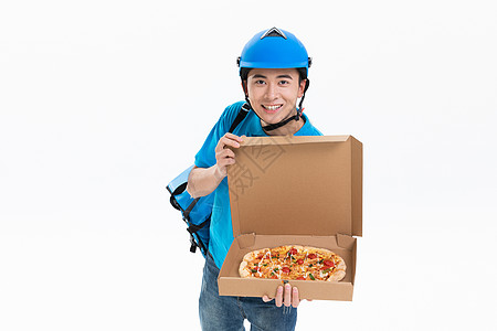 快递物流服务送餐外卖小哥送外卖比萨背景