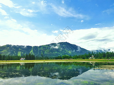新疆阿勒泰喀纳斯湖背景图片