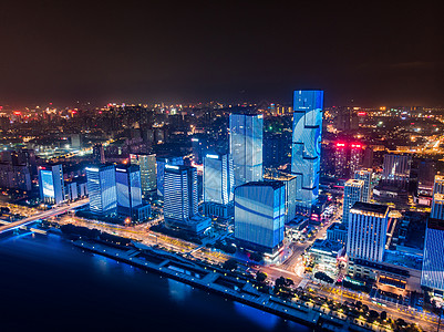 摩天大楼夜景福州金融街cbd夜景航拍背景