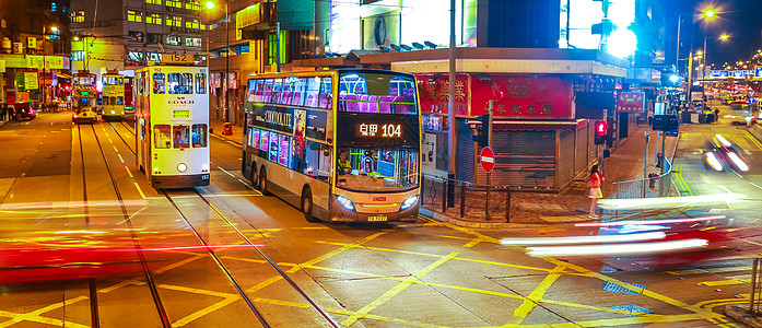 香港街道夜景图片