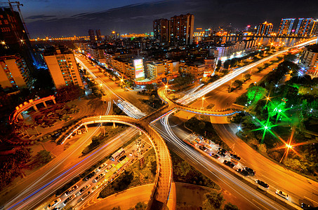 广东清远市中心夜景立交桥背景图片