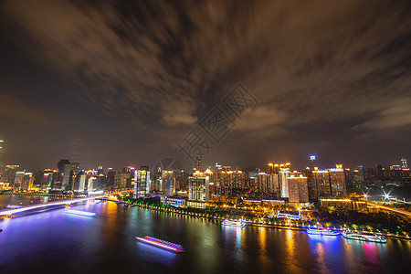 江湾夜景广东省广州市越秀区夜景背景