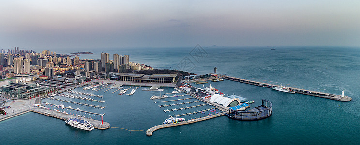 国际旅游城市航拍青岛奥帆中心国际会议中心全景背景