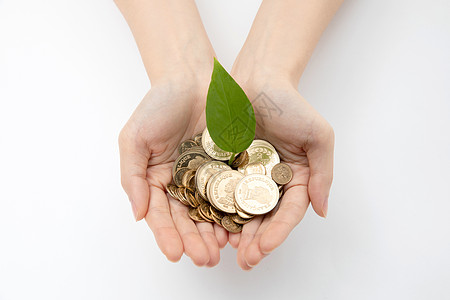收益,双手捧金币金融理财背景