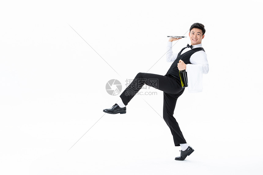 奔跑的男性服务员形象图片