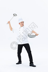 厨师手持锅铲形象图片