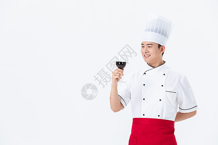品红酒的厨师背景图片