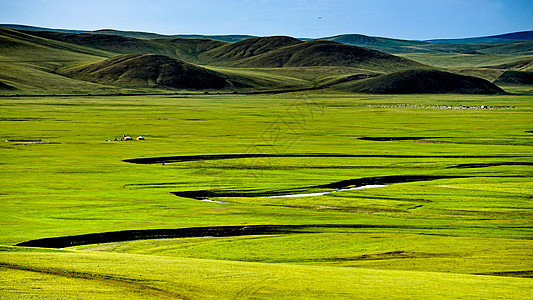 呼伦贝尔蒙古包呼伦贝尔大草原莫日格勒河九曲十八弯背景