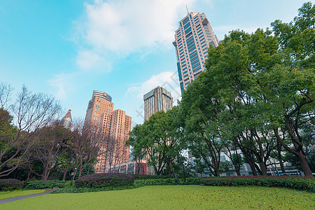 上海城市中心绿地高楼大厦高清图片