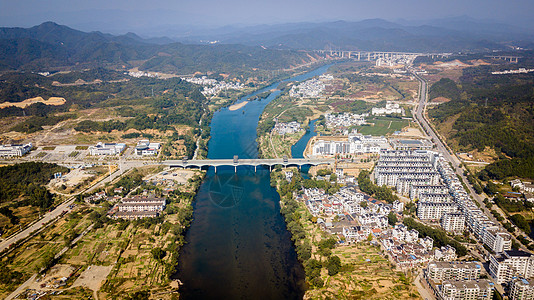 城市住宅婺源县航拍风景背景