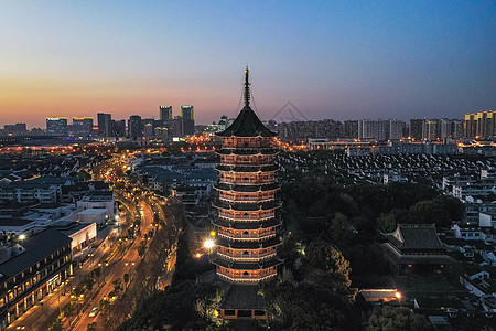 东西寺塔苏州北寺塔夜景背景