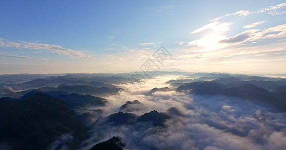 湘西古城凤凰古城日出云海背景