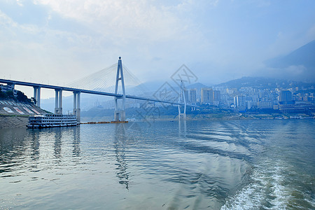 重庆市奉节长江大桥三峡风景背景图片
