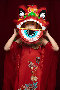 中国风潮流儿童舞狮图片