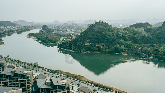 桂林建筑桂林山水风景航拍桂林风景区漓江背景