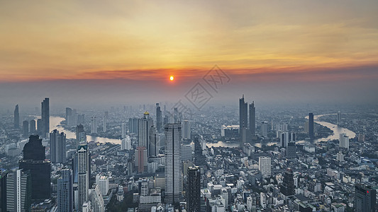 泰国首都曼谷CBD夕阳黄昏图片