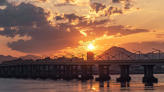 日落下的瑞安飞云江大桥图片