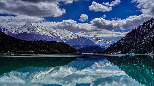 美丽四川川西风景川藏318国道然乌湖背景