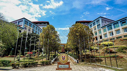 马来风格沙巴亚庇清真大学2020年双子楼对称建筑图片