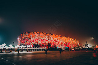 鸟巢夜景图片