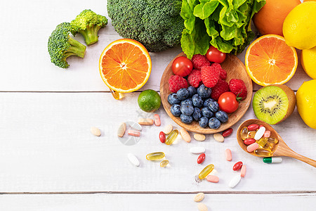 蔬菜水果背景蔬菜水果和保健品背景