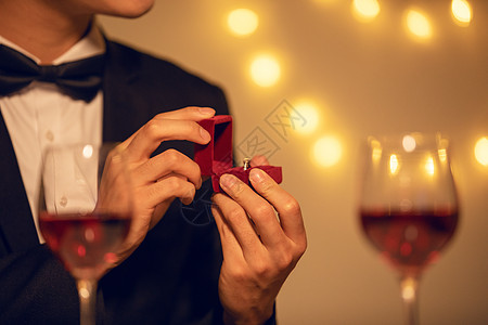 红酒盒子情人节情侣烛光晚餐求婚背景