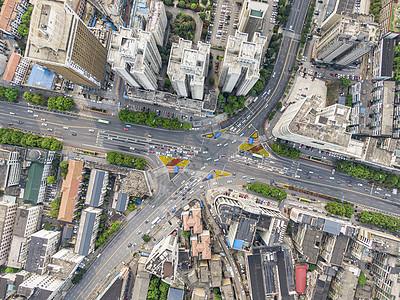 交叉道路俯拍长沙城市交通背景