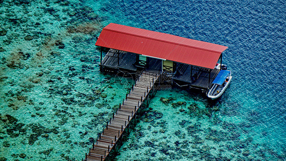 马来西亚仙本那海岛航拍潜水平台图片