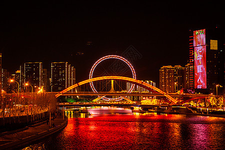 天津眼摩天轮夜景图片