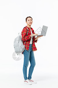 青年女性大学生笔记本电脑图片