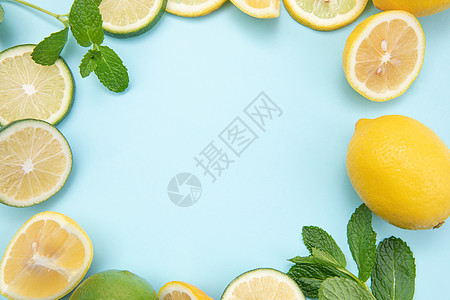 创意柠檬水果切片组合图片