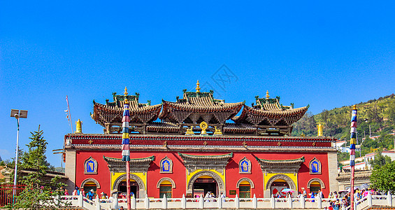 西藏文化青海塔尔寺美景背景