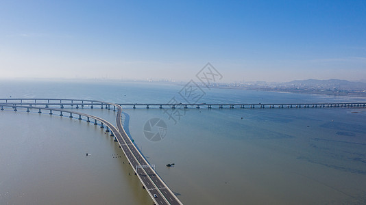 青岛海边青岛胶州湾跨海大桥航拍背景