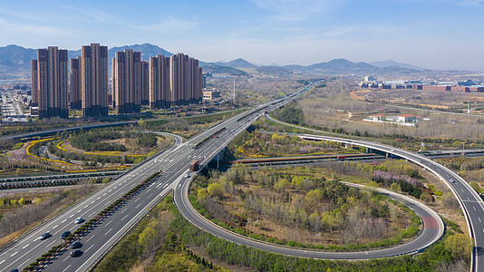 高速公路立交桥航拍背景图片