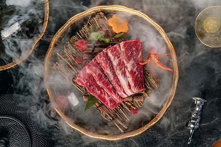 福鼎肉片日本料理牛肉烤肉背景