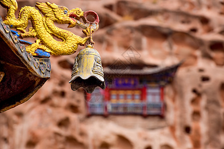 马蹄寺建筑甘肃张掖马蹄寺风景区背景