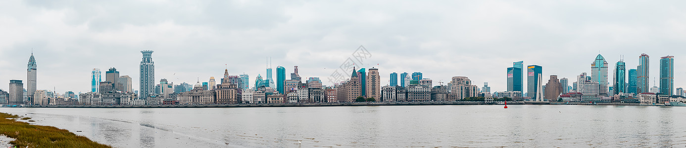 上海外滩建筑群上海外滩阴天全景摄影图片背景