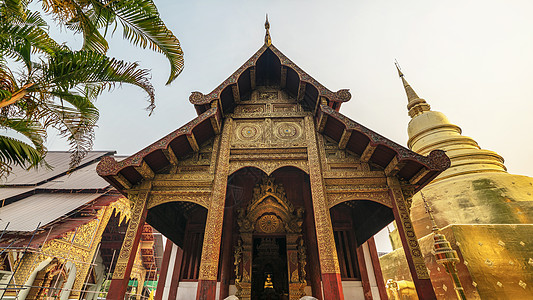 泰国清迈地标寺庙帕辛寺高清图片