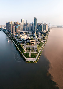 长沙浏阳河与湘江交叉口梅雨季节航拍图高清图片