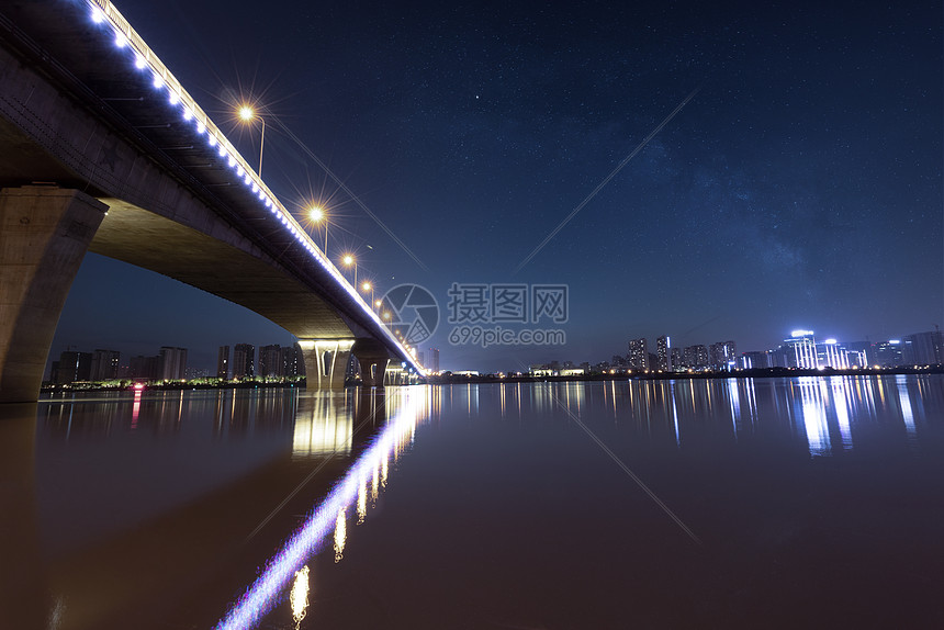 长沙湘江湘府路大桥星空夜景图片