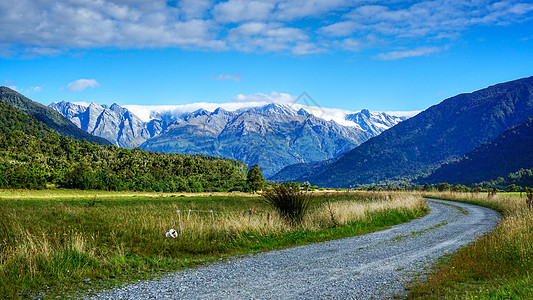 平原新西兰自驾山路风光背景