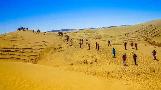 库布其沙漠露营野营背景图片