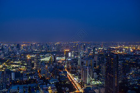 曼谷夜景美丽夜景泰国首都曼谷天使之城天际线背景