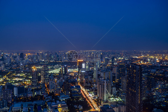 美丽夜景泰国首都曼谷天使之城天际线图片