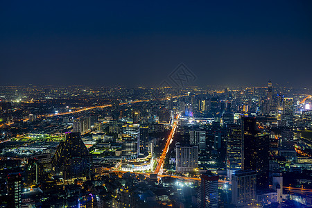 美丽夜景泰国首都曼谷天使之城天际线图片