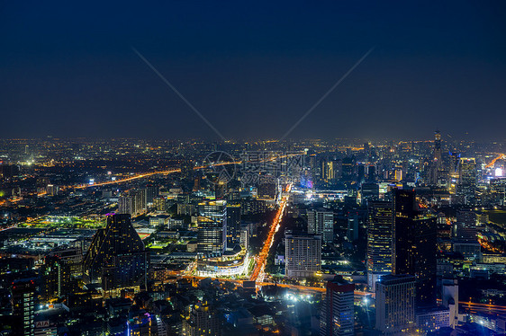 美丽夜景泰国首都曼谷天使之城天际线图片