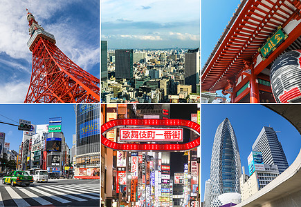 新宿东京风光拼贴图片合集背景