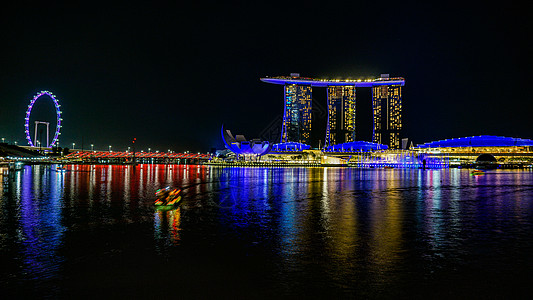 新加坡金沙酒店的夜景高清图片