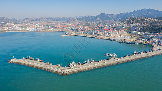 青岛沙子口渔港码头背景图片